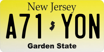 NJ license plate A71YON
