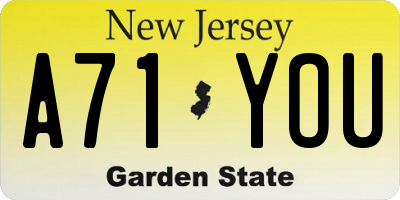 NJ license plate A71YOU