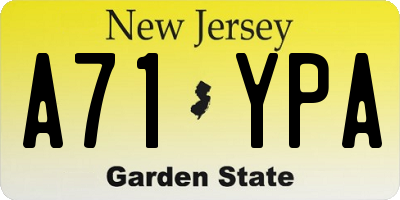 NJ license plate A71YPA