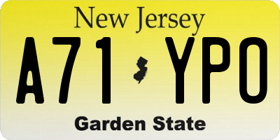 NJ license plate A71YPO