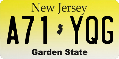 NJ license plate A71YQG