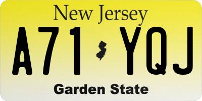 NJ license plate A71YQJ