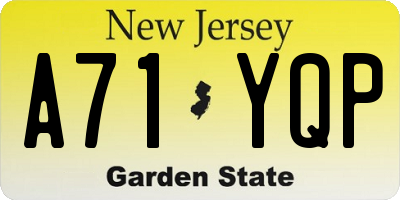 NJ license plate A71YQP