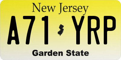 NJ license plate A71YRP