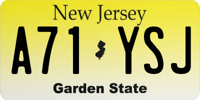 NJ license plate A71YSJ