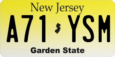 NJ license plate A71YSM