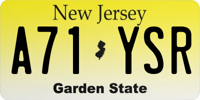 NJ license plate A71YSR