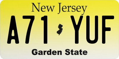 NJ license plate A71YUF
