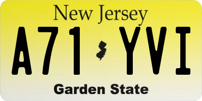 NJ license plate A71YVI