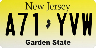 NJ license plate A71YVW