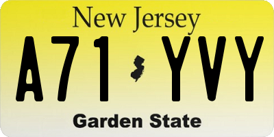 NJ license plate A71YVY