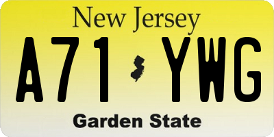 NJ license plate A71YWG