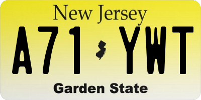 NJ license plate A71YWT