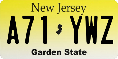 NJ license plate A71YWZ