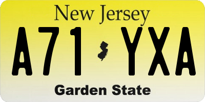 NJ license plate A71YXA