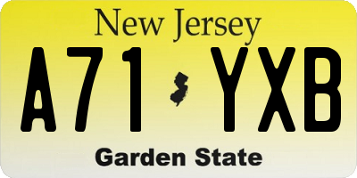 NJ license plate A71YXB
