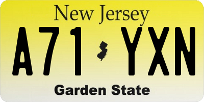 NJ license plate A71YXN