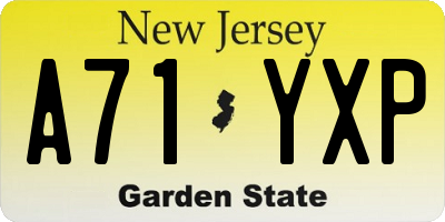 NJ license plate A71YXP