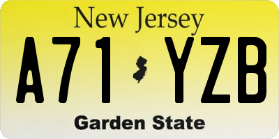 NJ license plate A71YZB