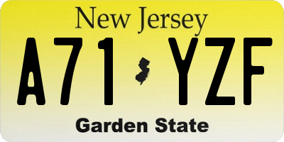 NJ license plate A71YZF