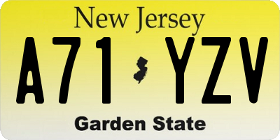 NJ license plate A71YZV
