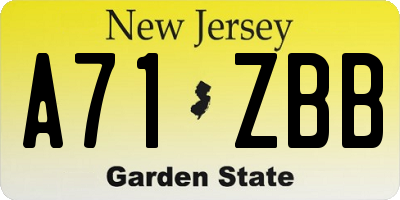 NJ license plate A71ZBB