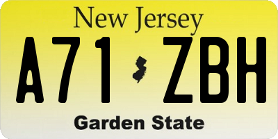 NJ license plate A71ZBH