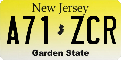 NJ license plate A71ZCR