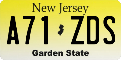 NJ license plate A71ZDS