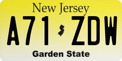 NJ license plate A71ZDW