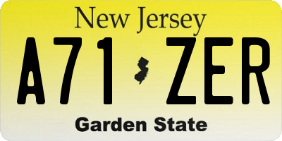 NJ license plate A71ZER