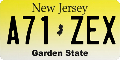 NJ license plate A71ZEX