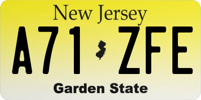 NJ license plate A71ZFE