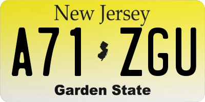 NJ license plate A71ZGU