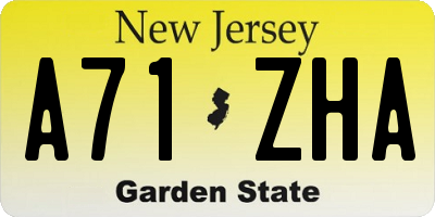 NJ license plate A71ZHA