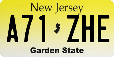 NJ license plate A71ZHE