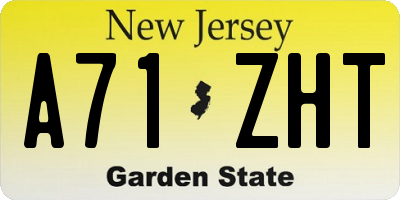 NJ license plate A71ZHT
