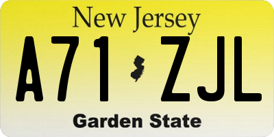 NJ license plate A71ZJL
