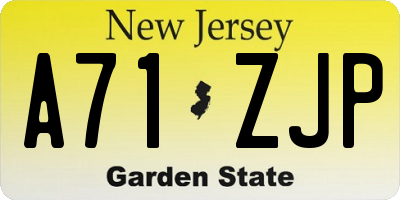 NJ license plate A71ZJP
