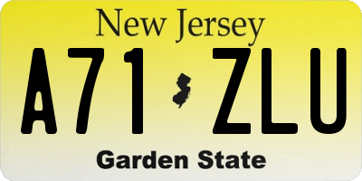 NJ license plate A71ZLU