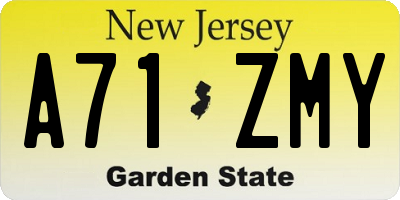 NJ license plate A71ZMY