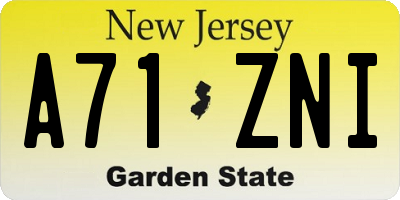 NJ license plate A71ZNI