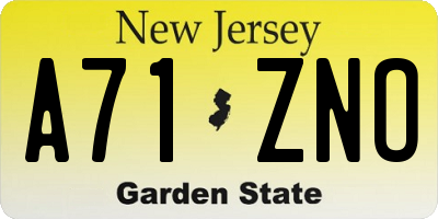 NJ license plate A71ZNO