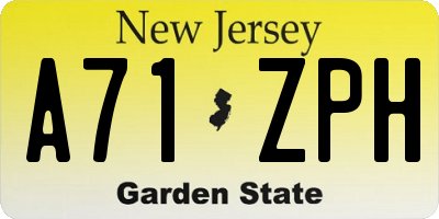 NJ license plate A71ZPH