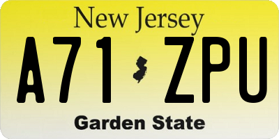 NJ license plate A71ZPU