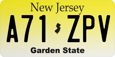 NJ license plate A71ZPV