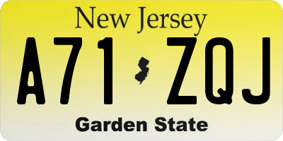 NJ license plate A71ZQJ