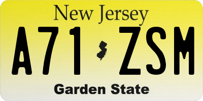 NJ license plate A71ZSM