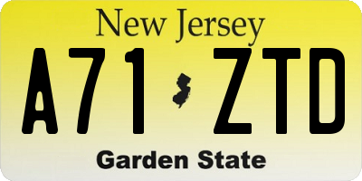 NJ license plate A71ZTD