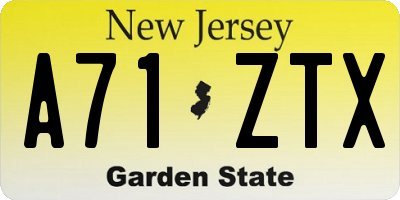 NJ license plate A71ZTX